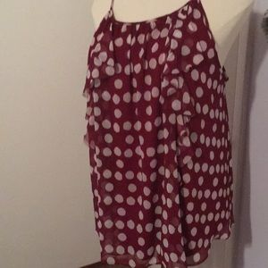 Cute crimson polka dot top sz 26 Lane Bryant sale🎉